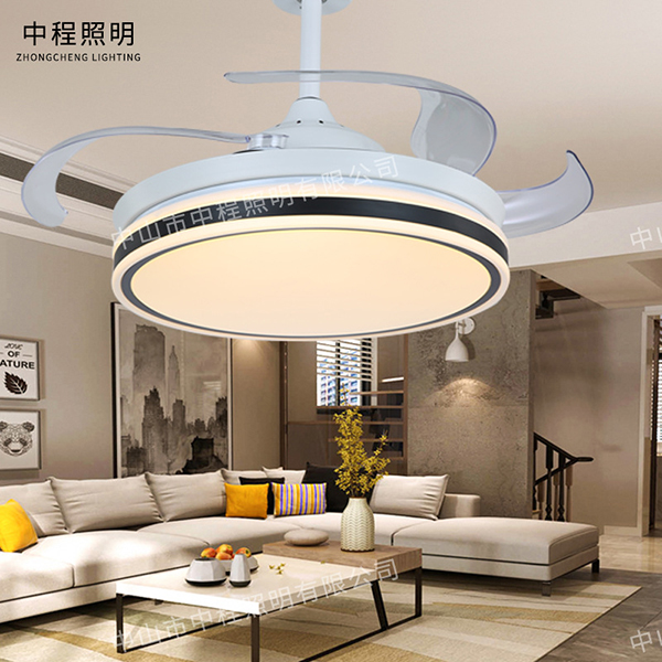 客廳現代簡約隱形帶風扇電扇吊燈，后現代吊燈廠家